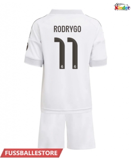 Günstige Real Madrid Rodrygo Goes #11 Heimtrikotsatz Kinder 2025-26 Kurzarm (+ Kurze Hosen)